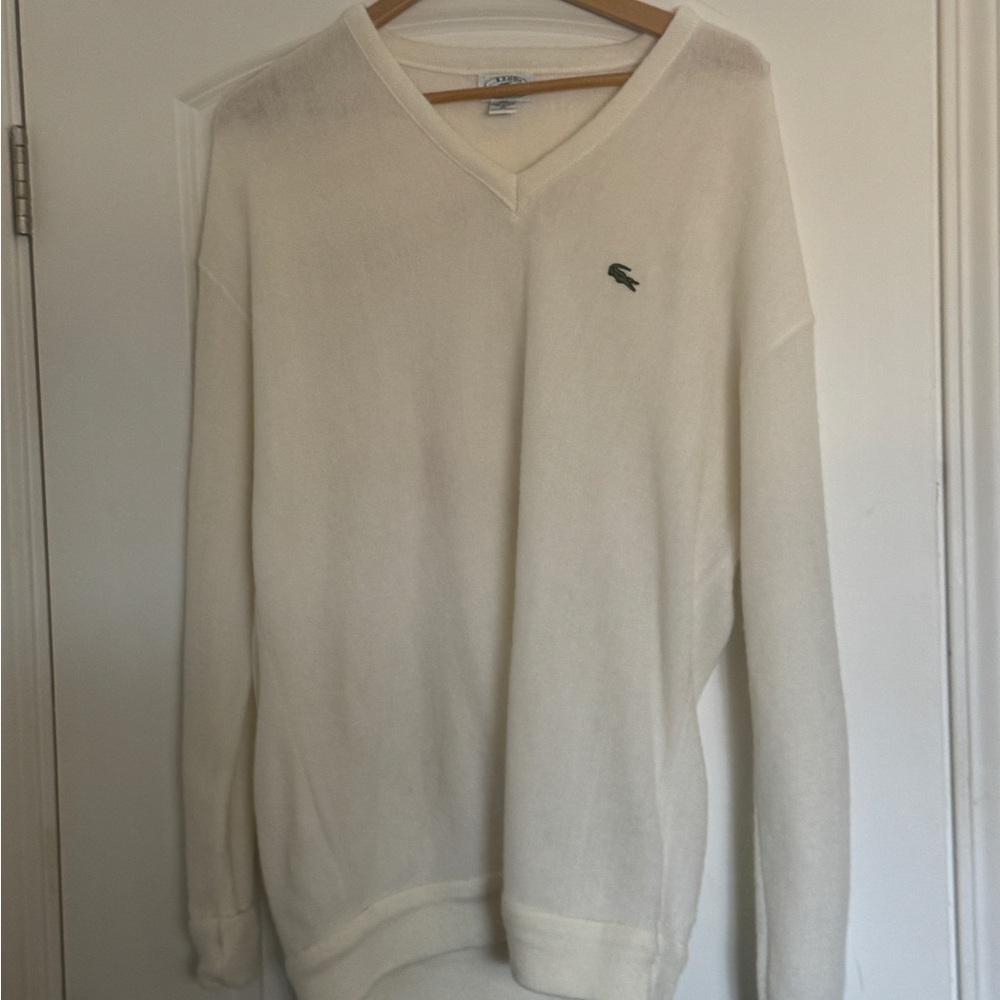 Lacoste V-Neck Sweater for Men - Cream